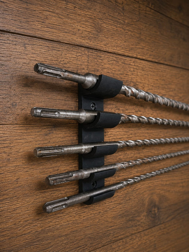Wall mounted long drill bit holders
